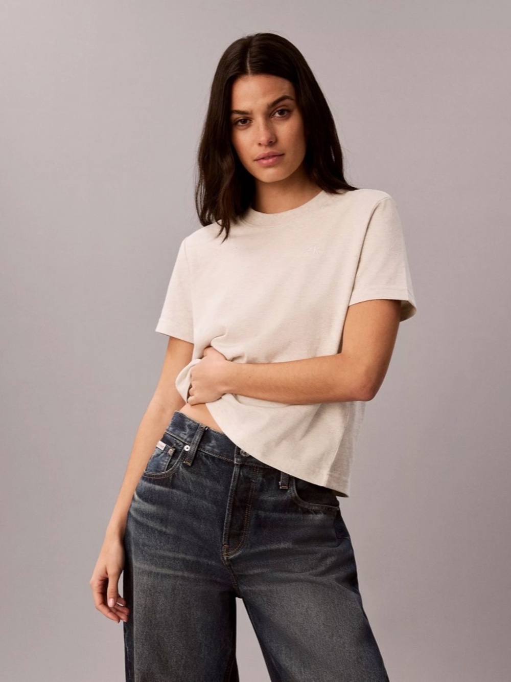Calvin Klein Archive Logo Small Vanilla Heather Tee/ T-Shirt